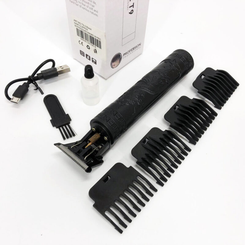 Машинка для стрижки волосся Vintage T9-2 BLACK — бездротовий тример з 4 насадками для ідеальної стрижки.