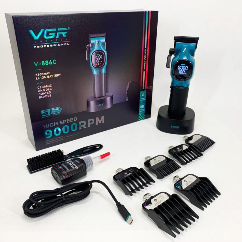 Машинка для стрижки акумуляторна VGR V-886C BLUE — досягайте ідеальних результатів легко.