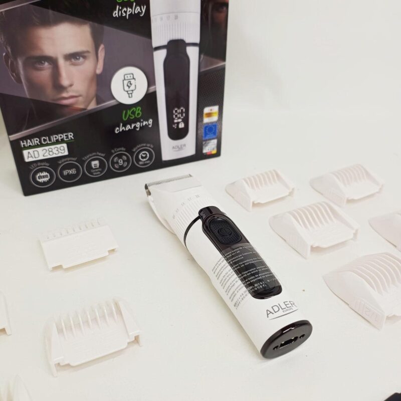 Машинка для стрижки волосся Adler AD 2839 акумуляторна з дисплеєм — професійні результати вдома