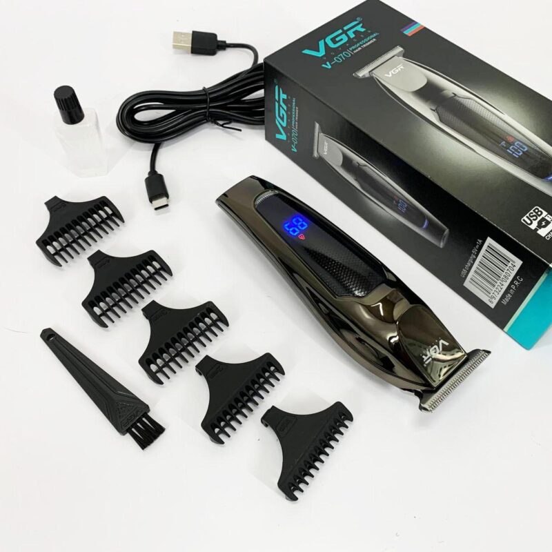 Машинка для стрижки волосся VGR V-070 акумуляторна з USB та індикатором зарядки для ідеального зовнішнього вигляду