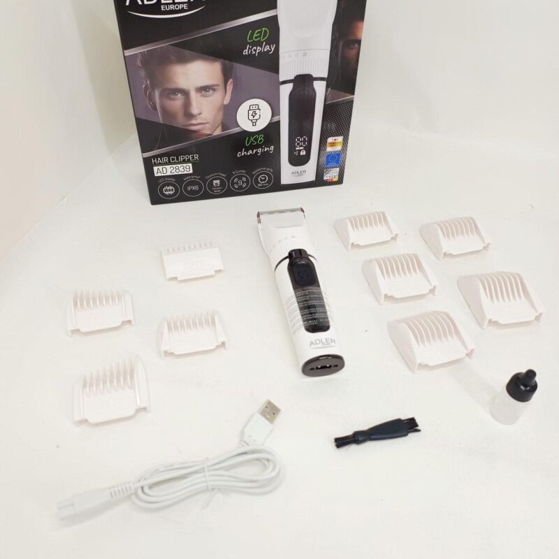 Машинка для стрижки волосся Adler AD 2839 акумуляторна з дисплеєм — професійні результати вдома