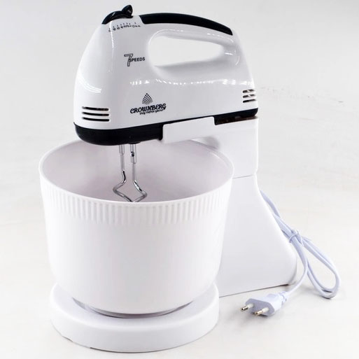 Миксер Crownberg CB-7320 ручний з підставкою та чашею 2л 300 Вт на 7 швидкостей