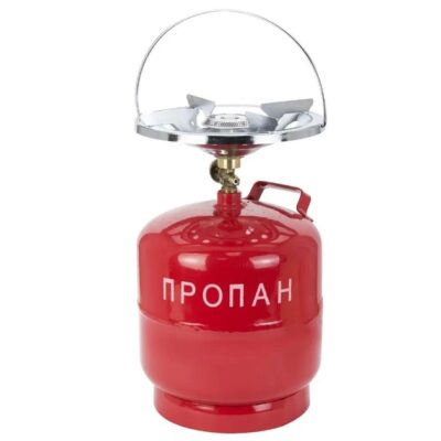 Кемпінговий газовий балон Турист на 8 л з пальником Червоний для тривалих подорожей, легкий у використанні, витрата 145 г/год.