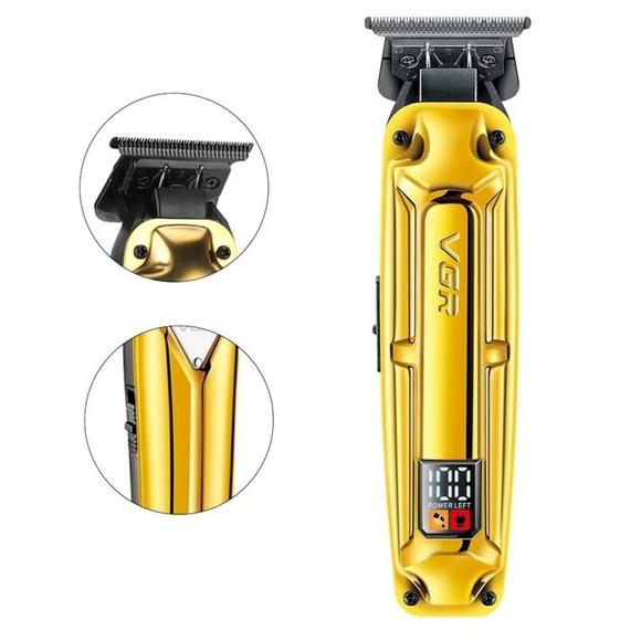 Акумуляторна машинка VGR V-904 для стрижки волосся з дисплеєм та змінними насадками