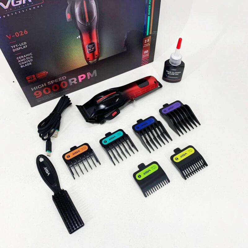 Акумуляторна машинка для стрижки VGR V-026 RED — надійний інструмент для професіоналів та домашнього використання