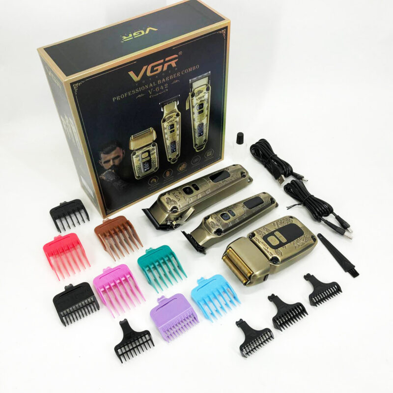 Набір для стрижки волосся і бороди з насадками 3в1 VGR V-642 Акумуляторна машинка — ідеальний вибір для кожного чоловіка