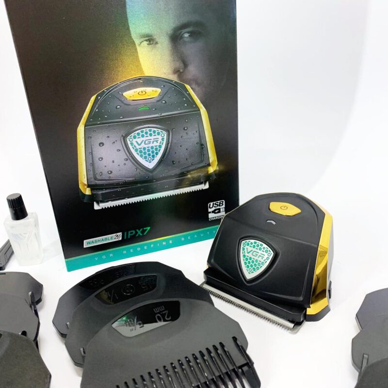 Акумуляторна машинка для стрижки VGR V-910 з потужним двигуном та 9 насадками для ідеальної стрижки