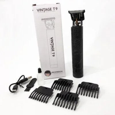 Vintage T9-2 BLACK Машинка для стрижки волосся 120 хвилин автономності 4 насадки