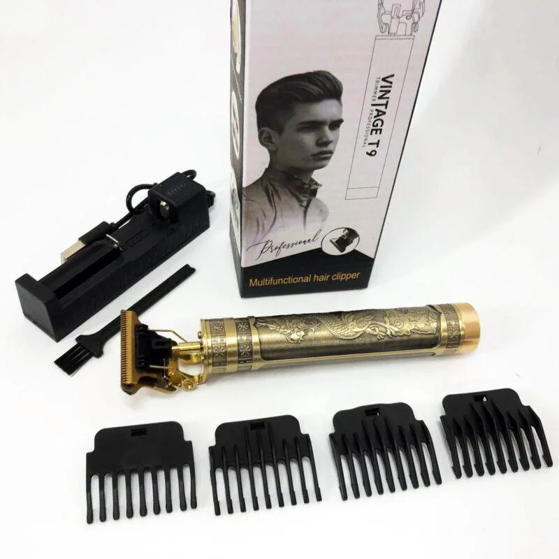 Машинка Vintage T9-3 триммер для стрижки волосся та бороди до 120 хвилин автономної роботи 4 насадки