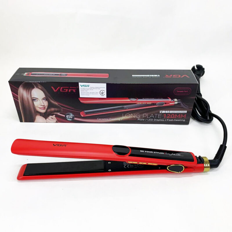 Плойка для волос VGR V-518 RED — професійний інструмент для укладки з керамічними пластинами.