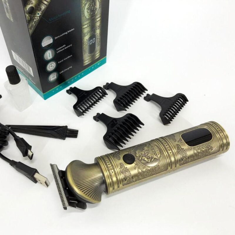 Акумуляторна машинка для стрижки волосся VGR V-962 — тример для бороди та вусів з насадками 1-7 мм для професійного використання.