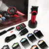 Професійна машинка для стрижки VGR V-001 RED з дисплеєм 9000 об 10 насадками 1,5-24 мм