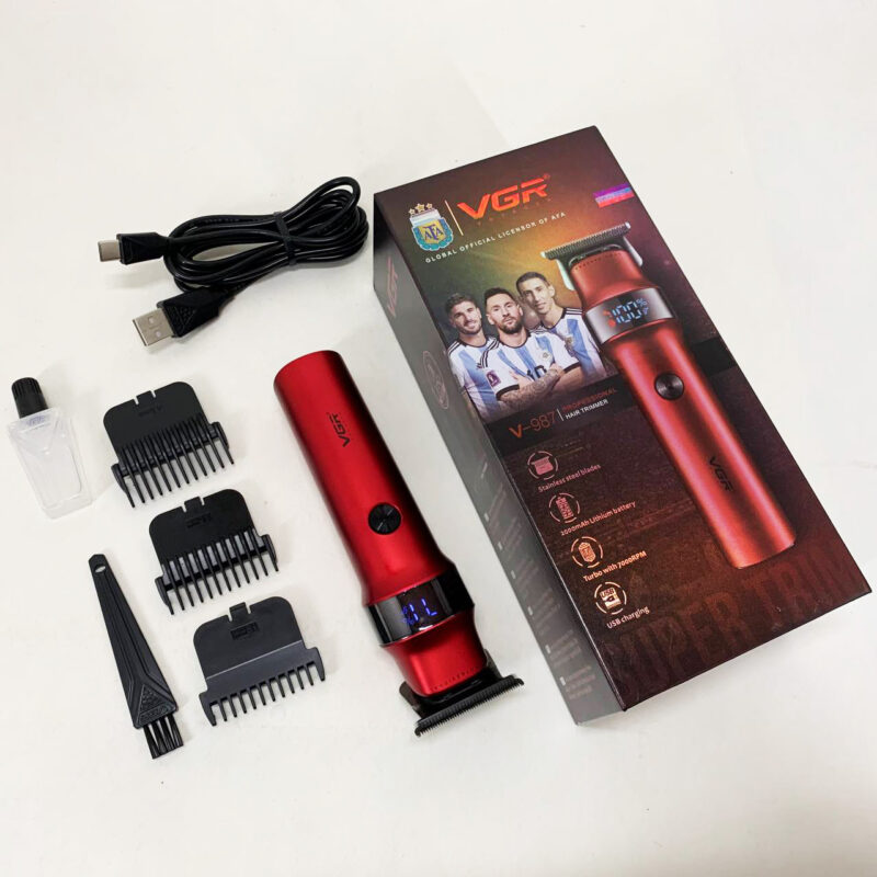 Машинка для стрижки волосся VGR V-987 RED — професійний тример для чоловіків з елегантним дизайном.