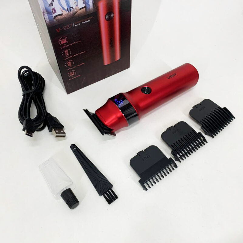 Машинка для стрижки волосся VGR V-987 RED — професійний тример для чоловіків з елегантним дизайном.