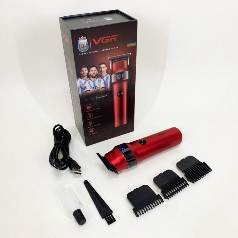 Машинка для стрижки волосся VGR V-987 RED — професійний тример для чоловіків з елегантним дизайном.