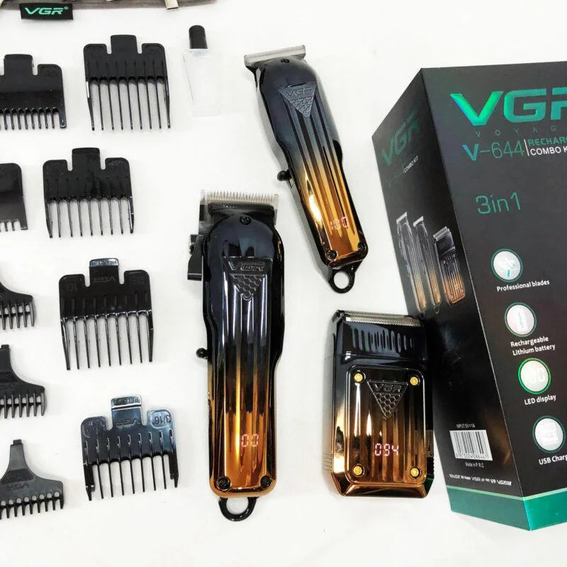 kvpvifpuviapi Комплект VGR 3 в 1 V-644 акумуляторна машинка для стрижки триммер та електробритва 3 в 1 200 хвилин автономії