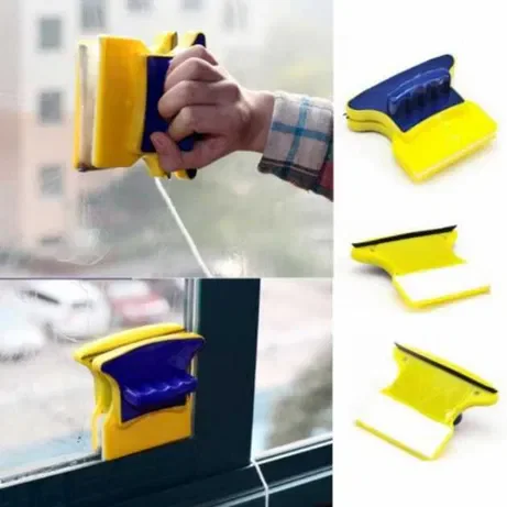 Магнітна щітка для миття вікон Magnetic Double side Cleaner 40мм жовто-синя зі страхувальним шнуром