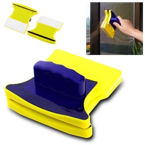 Магнітна щітка для миття вікон Magnetic Double side Cleaner 40мм жовто-синя зі страхувальним шнуром