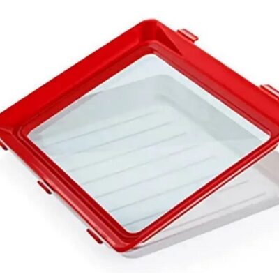 Clever Tray Багаторазовий вакуумний лоток для зберігання харчових продуктів з еластичною плівкою 31х24х4 см червоний/білий