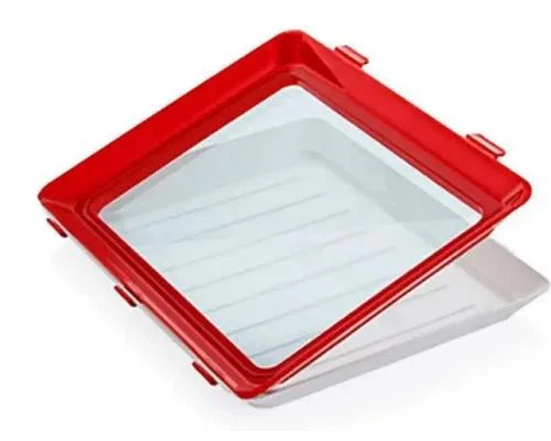 Clever Tray Багаторазовий вакуумний лоток для зберігання харчових продуктів з еластичною плівкою 31х24х4 см червоний/білий