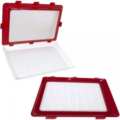 Clever Tray Багаторазовий вакуумний лоток для зберігання харчових продуктів з еластичною плівкою 31х24х4 см червоний/білий