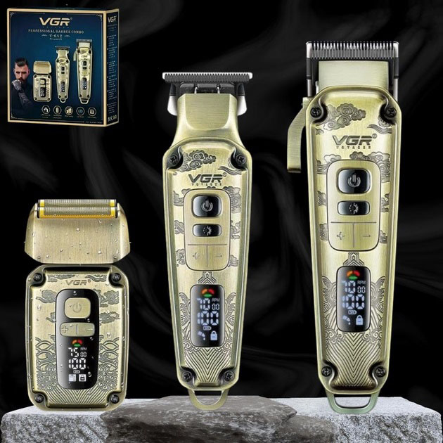 Набір для стрижки волосся і бороди з насадками 3в1 VGR V-642 Акумуляторна машинка — ідеальний вибір для кожного чоловіка