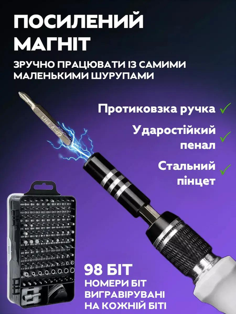 Набір викруток UKC 115 в 1 для ремонту електроніки — Ваш надійний помічник у ремонті.