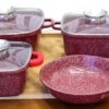 Набір посуду Bellmax Cookware Set BM-132 RED - антипригарний, екологічний, 9 предметів.