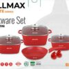 Набір посуду Bellmax Cookware Set BM-132 RED - антипригарний, екологічний, 9 предметів.