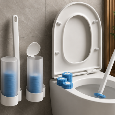 Настінний йоржик для унітаза Toilet Cleaner 6 змінних насадок антибактеріальний ефект зручна ручка 43x10x11 см пластик, поліуретан
