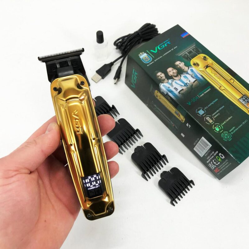 Акумуляторна машинка VGR V-904 для стрижки волосся з дисплеєм та змінними насадками