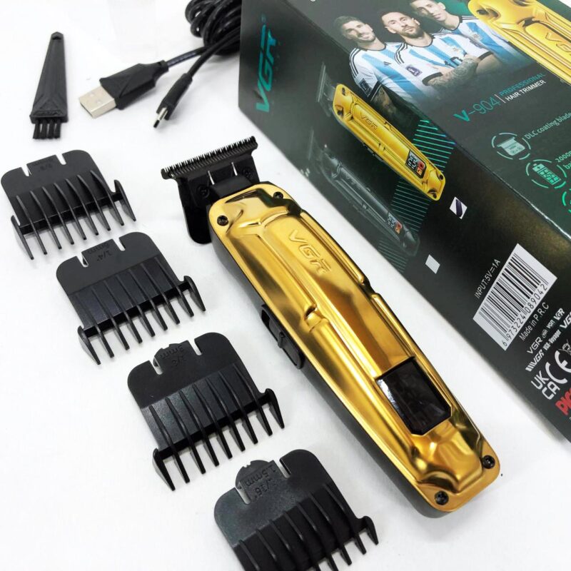 Акумуляторна машинка VGR V-904 для стрижки волосся з дисплеєм та змінними насадками