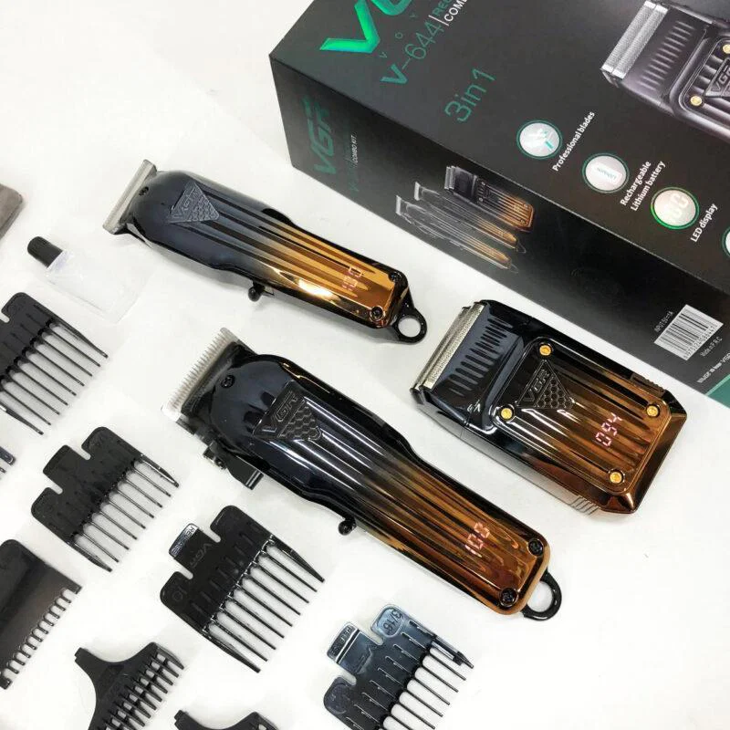 pkivpavifaifau Комплект VGR 3 в 1 V-644 акумуляторна машинка для стрижки триммер та електробритва 3 в 1 200 хвилин автономії