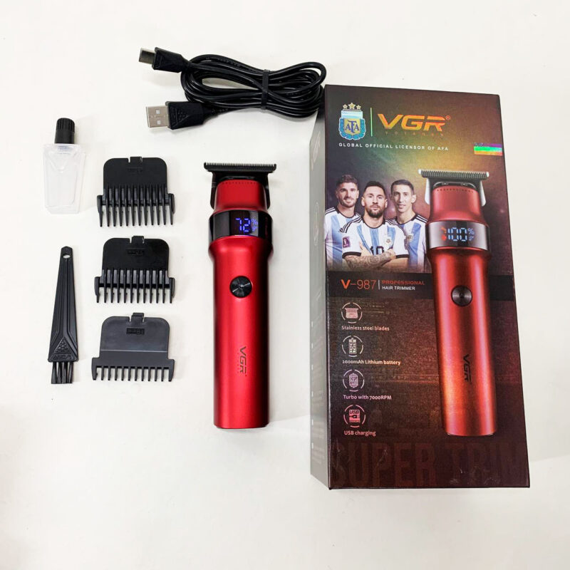 Машинка для стрижки волосся VGR V-987 RED — професійний тример для чоловіків з елегантним дизайном.