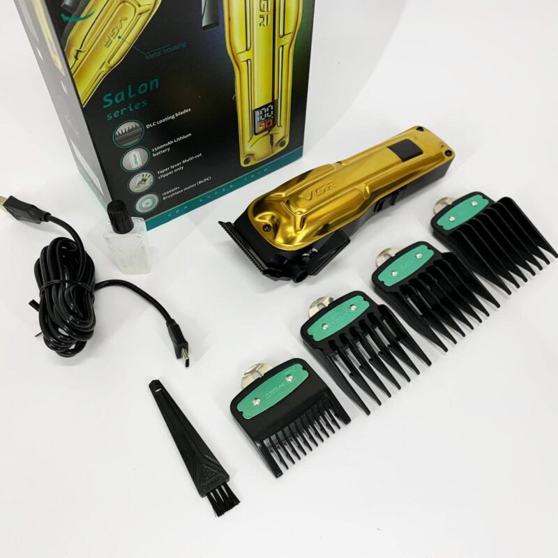 Акумуляторна машинка для стриження VGR V-138 GOLD з LED-дисплеєм та безщітковим мотором для професіоналів