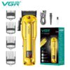 Акумуляторна машинка для стриження VGR V-138 GOLD з LED-дисплеєм та безщітковим мотором для професіоналів
