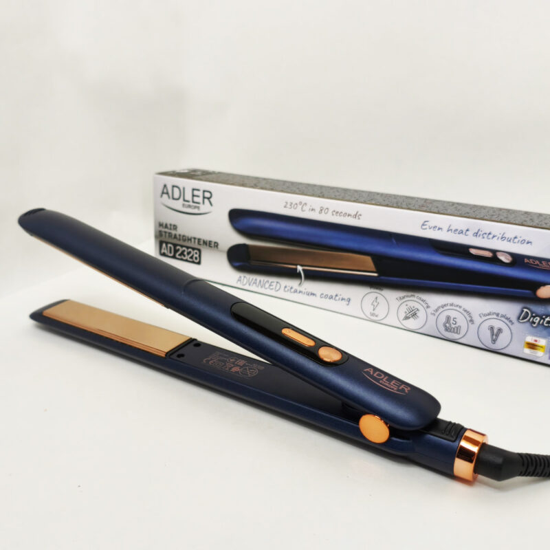Adler AD 2328 — Високоякісний випрямлювач для волосся з титановими пластинами та 5 температурними режимами.