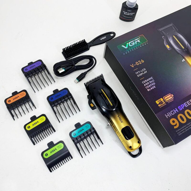 Акумуляторна машинка для стрижки VGR V-026 GOLD з бездротовим використанням для професіоналів та домашніх майстрів