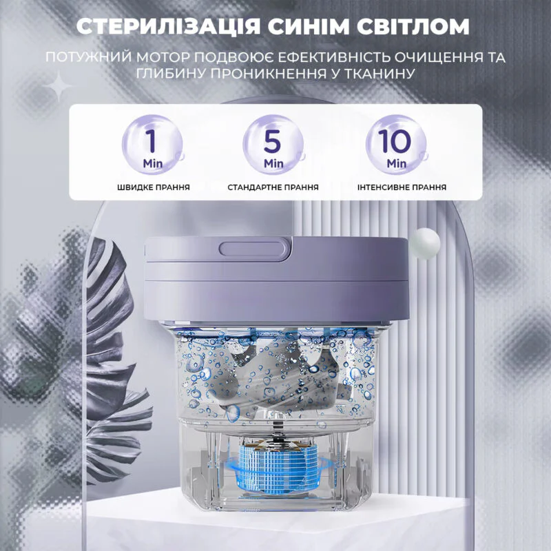 Портативна міні складана ультразвукова пральна машинка на 12L для делікатного прання без зусиль та витрат. Місткість 12 л, потужність 10 Вт.
