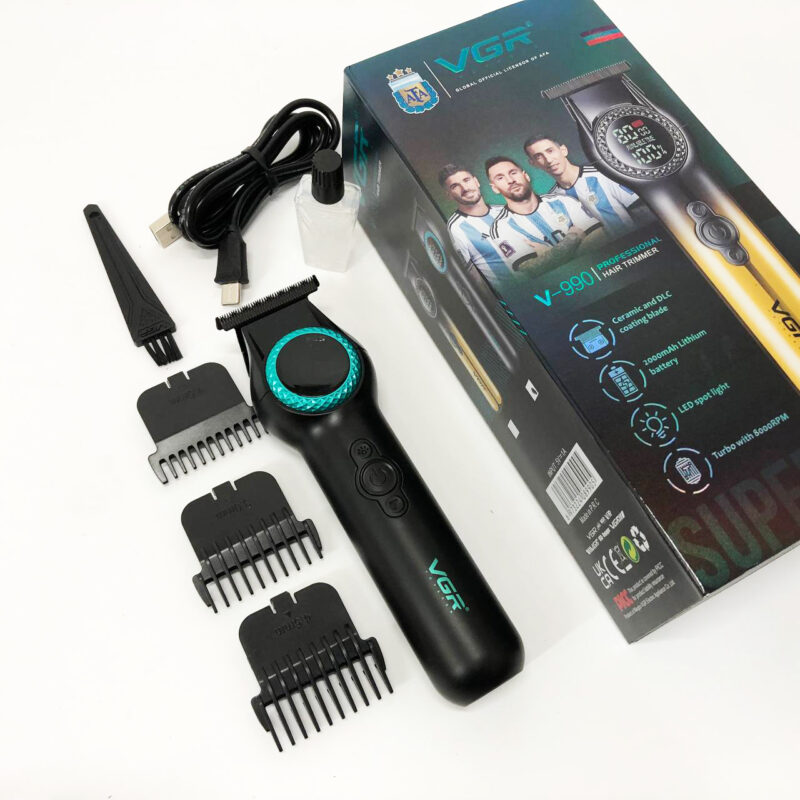 Тример VGR V-990 — багатофункціональна акумуляторна машинка для стрижки з 3 насадками