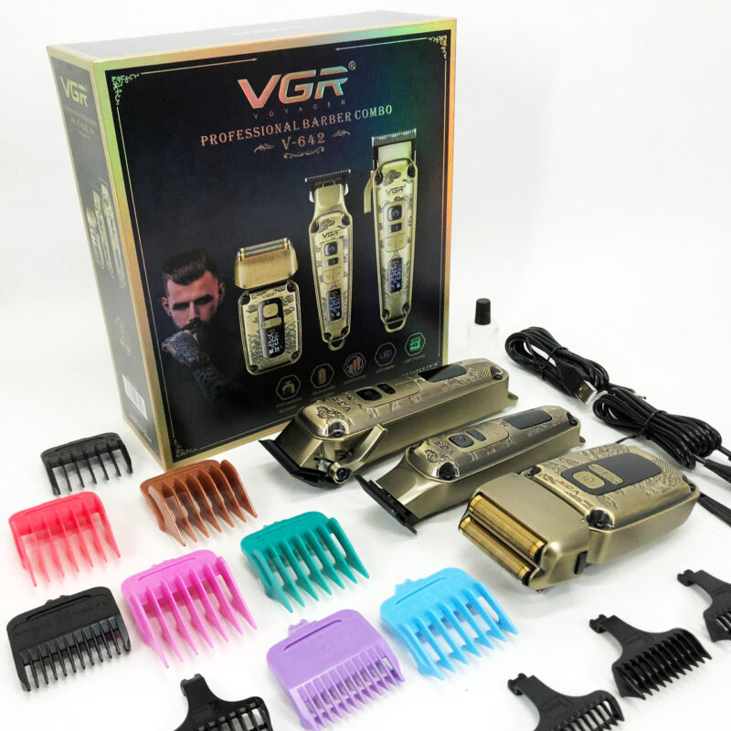 Набір для стрижки волосся і бороди з насадками 3в1 VGR V-642 Акумуляторна машинка — ідеальний вибір для кожного чоловіка