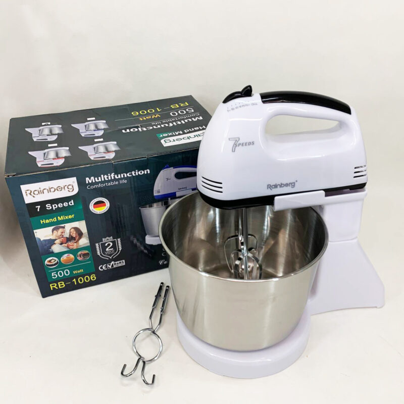 Стаціонарний електричний міксер Rainberg RB-1006 500W з насадками для замішування теста
