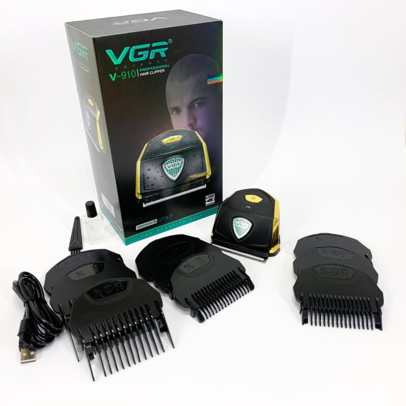 Акумуляторна машинка для стрижки VGR V-910 з потужним двигуном та 9 насадками для ідеальної стрижки