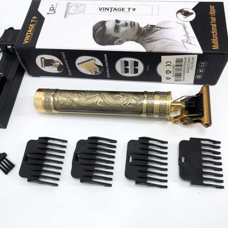 Машинка Vintage T9-3 триммер для стрижки волосся та бороди до 120 хвилин автономної роботи 4 насадки