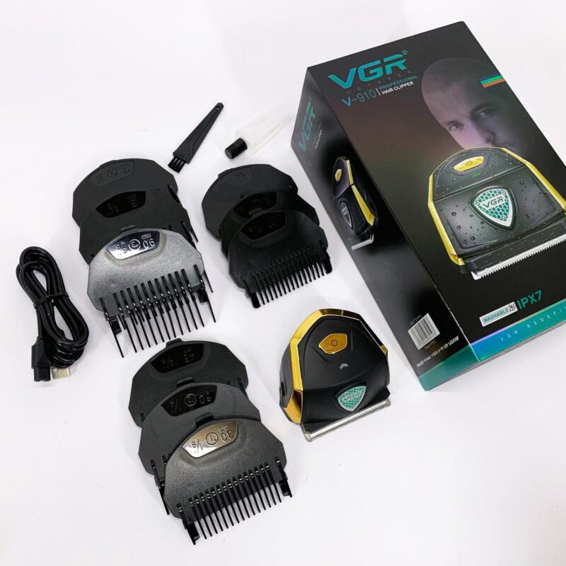 Акумуляторна машинка для стрижки VGR V-910 з потужним двигуном та 9 насадками для ідеальної стрижки