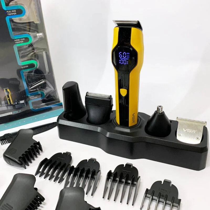 VGR V-173 YELLOW Набір для стрижки 13 в 1 з акумулятором 1500 мАг та дисплеєм