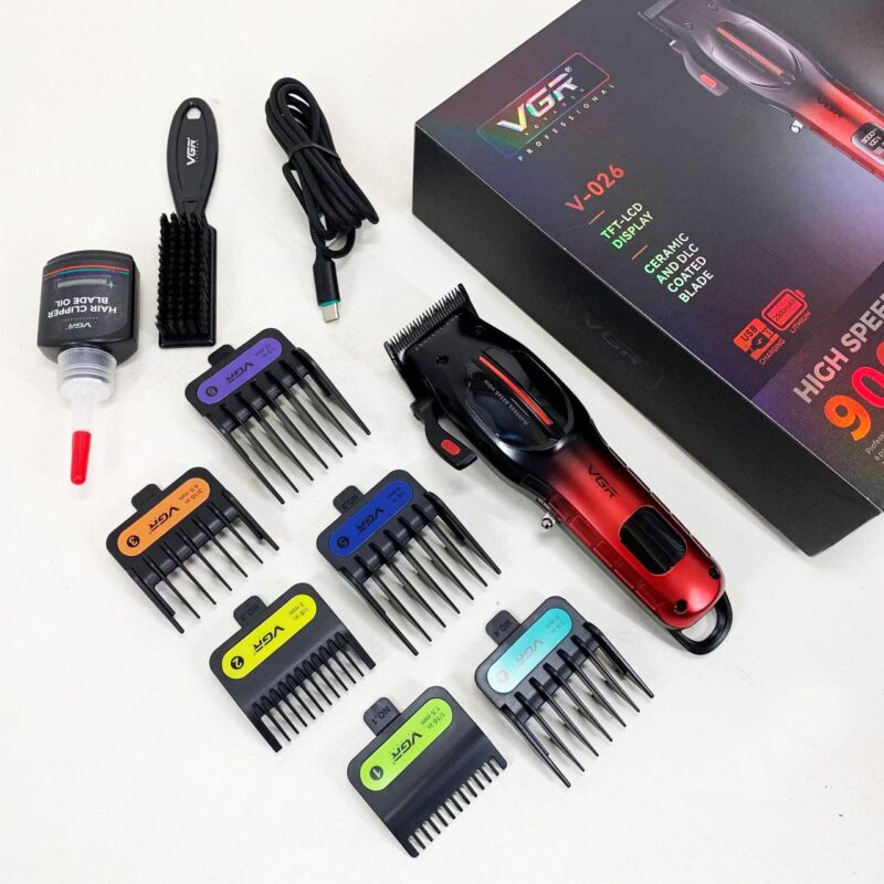 Акумуляторна машинка для стрижки VGR V-026 RED — надійний інструмент для професіоналів та домашнього використання