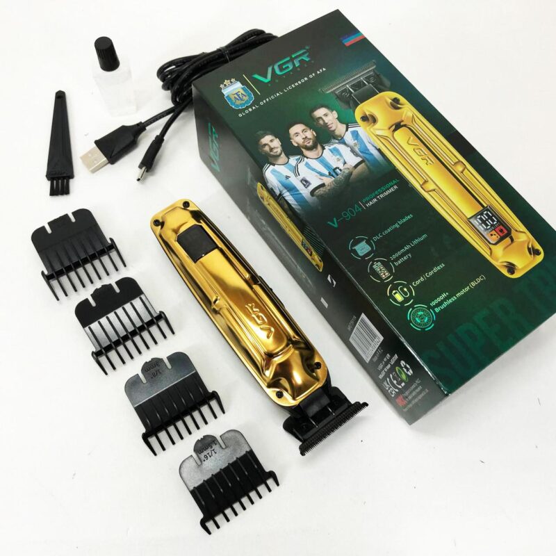 Акумуляторна машинка VGR V-904 для стрижки волосся з дисплеєм та змінними насадками