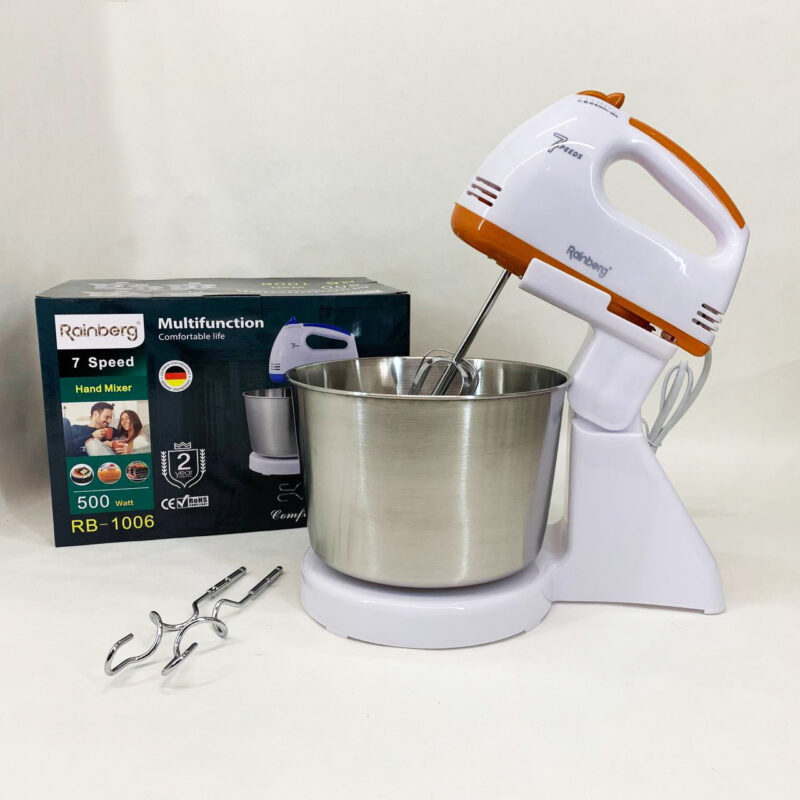 Стаціонарний електричний міксер Rainberg RB-1006 500W з насадками для замішування тесту