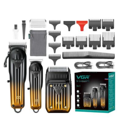 Комплект VGR 3 в 1 V-644 акумуляторна машинка для стрижки триммер та електробритва 3 в 1 200 хвилин автономії